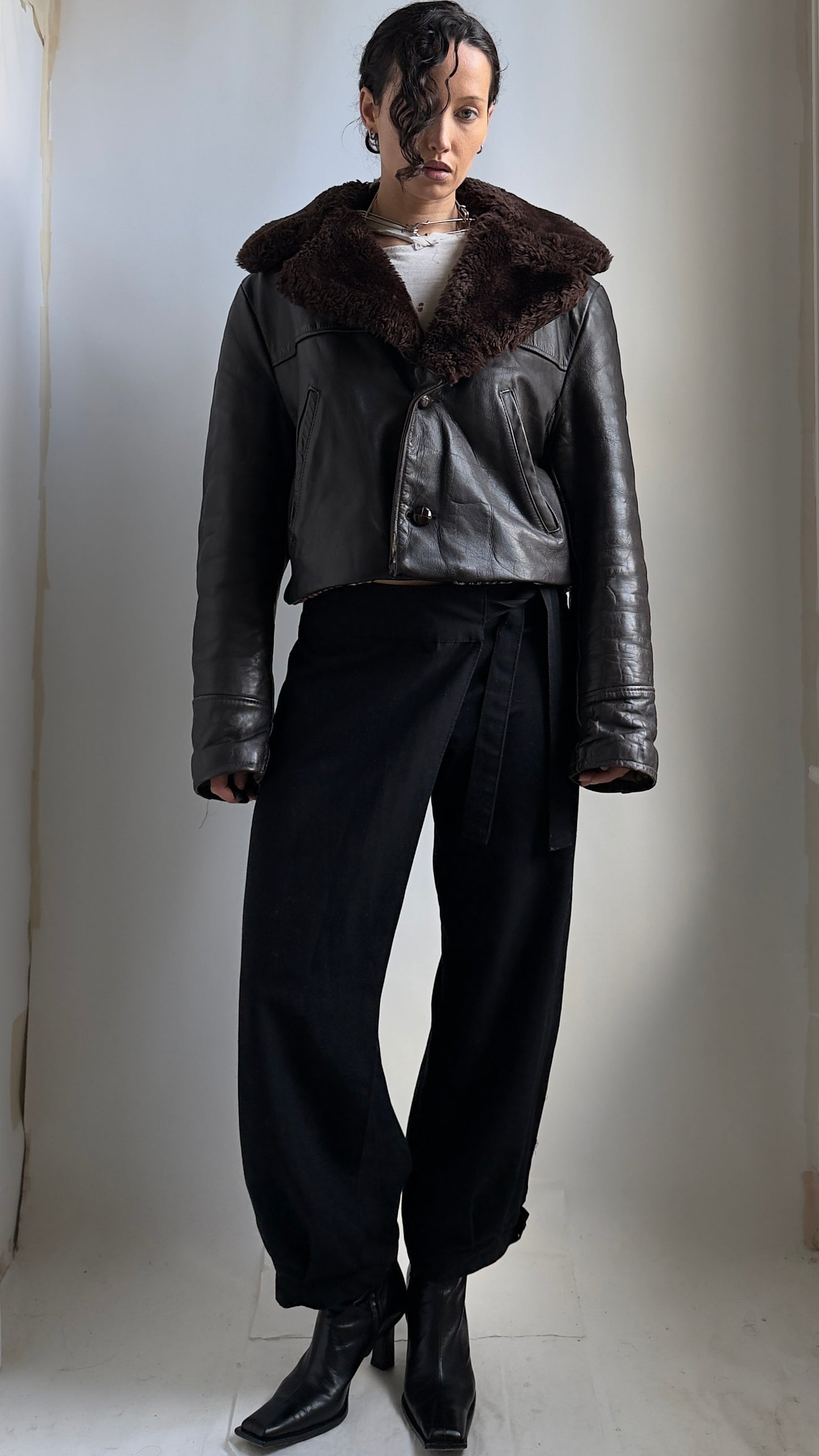 RARE 70S SCHOTT LEATHER JACKET WITH FAUX FUR LINING / UK 6-10