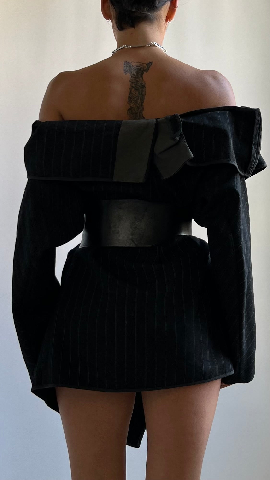 RARE 70S BLACK LEATHER CORSET BELT WITH SILVER HARDWARE