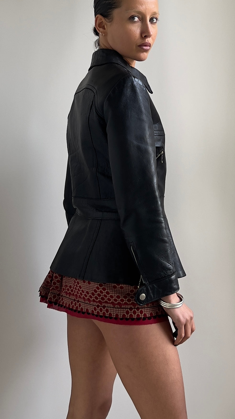 EARLY 2000S MARITHE FRANÇOIS GIRBAUD TAPESTRY PLEATED MINI SKIRT / UK 6-8