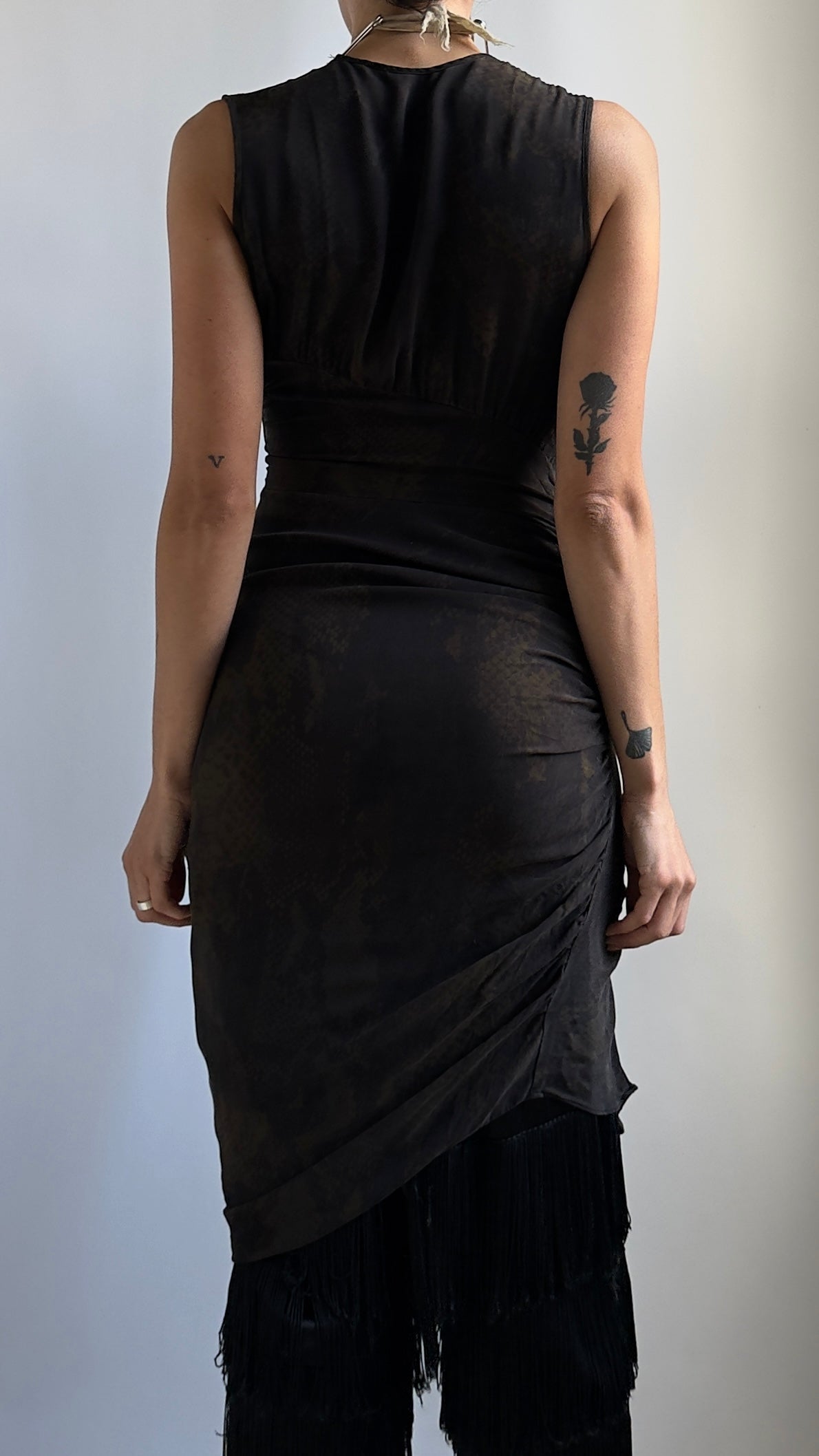 RARE 90S GATHERED SILK DRESS / UK 4-6