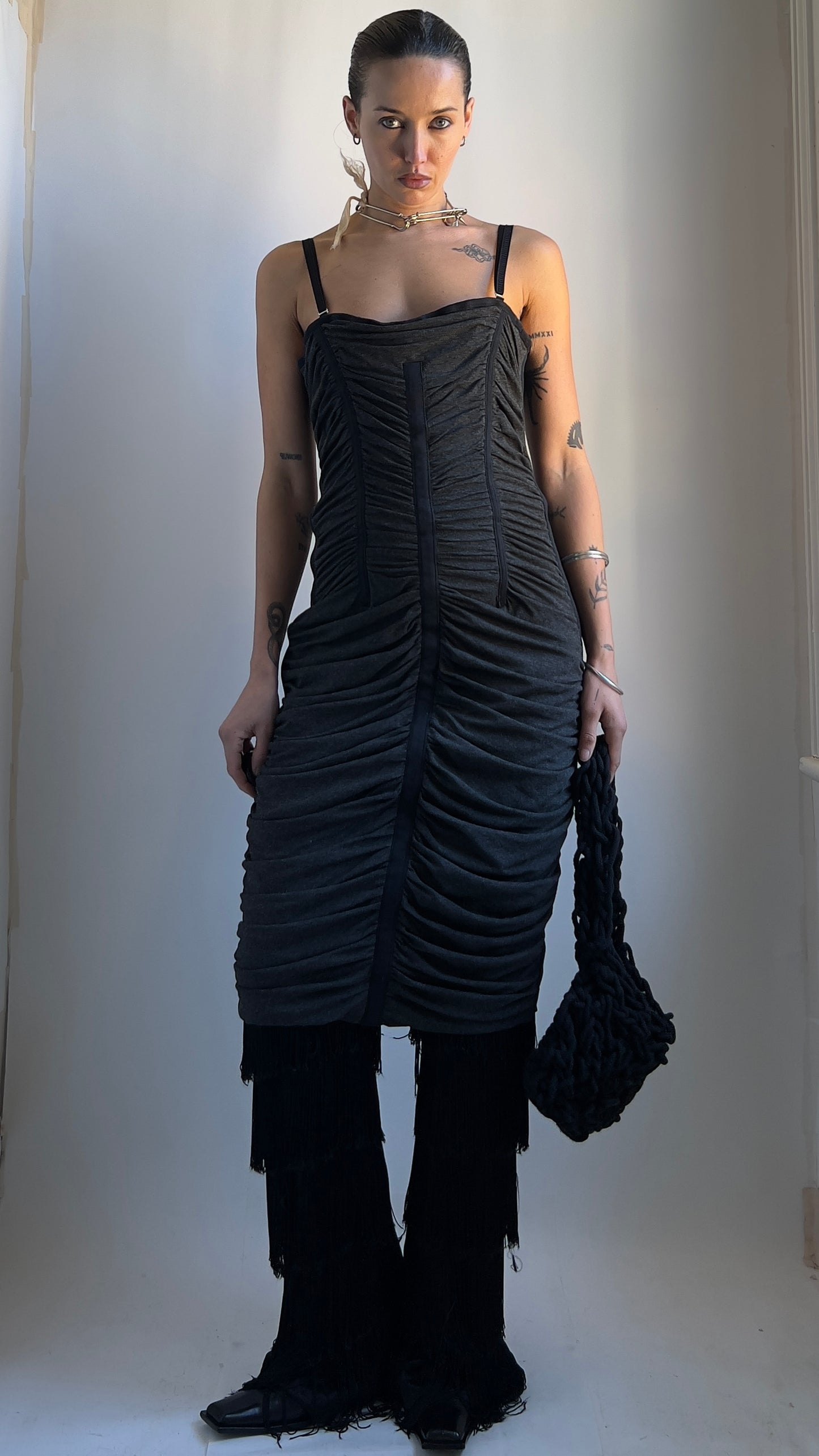 RARE EARLY 2000S D&G DRAPED CORSET DRESS / UK 6-8