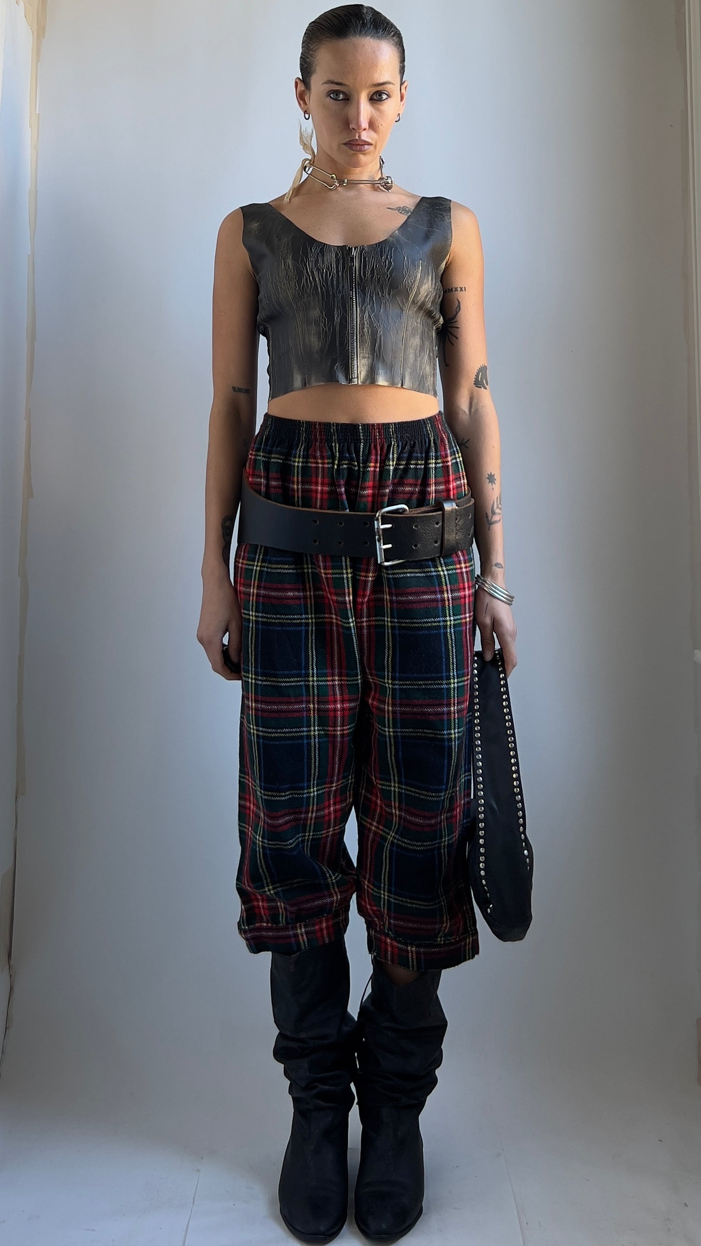 70S TARTAN CAPRI TROUSERS / UK 10-12