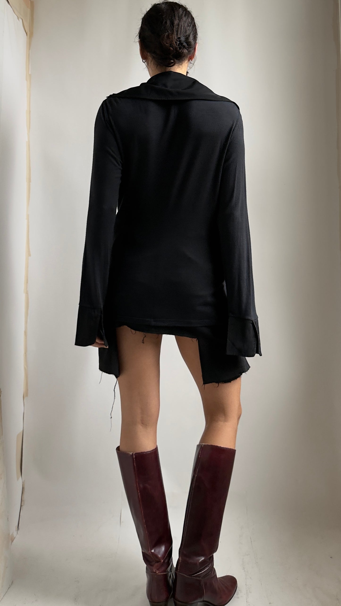 70S MULTI FABRIC SHIRT WITH FLORAL APPLIQUE / UK 10-12