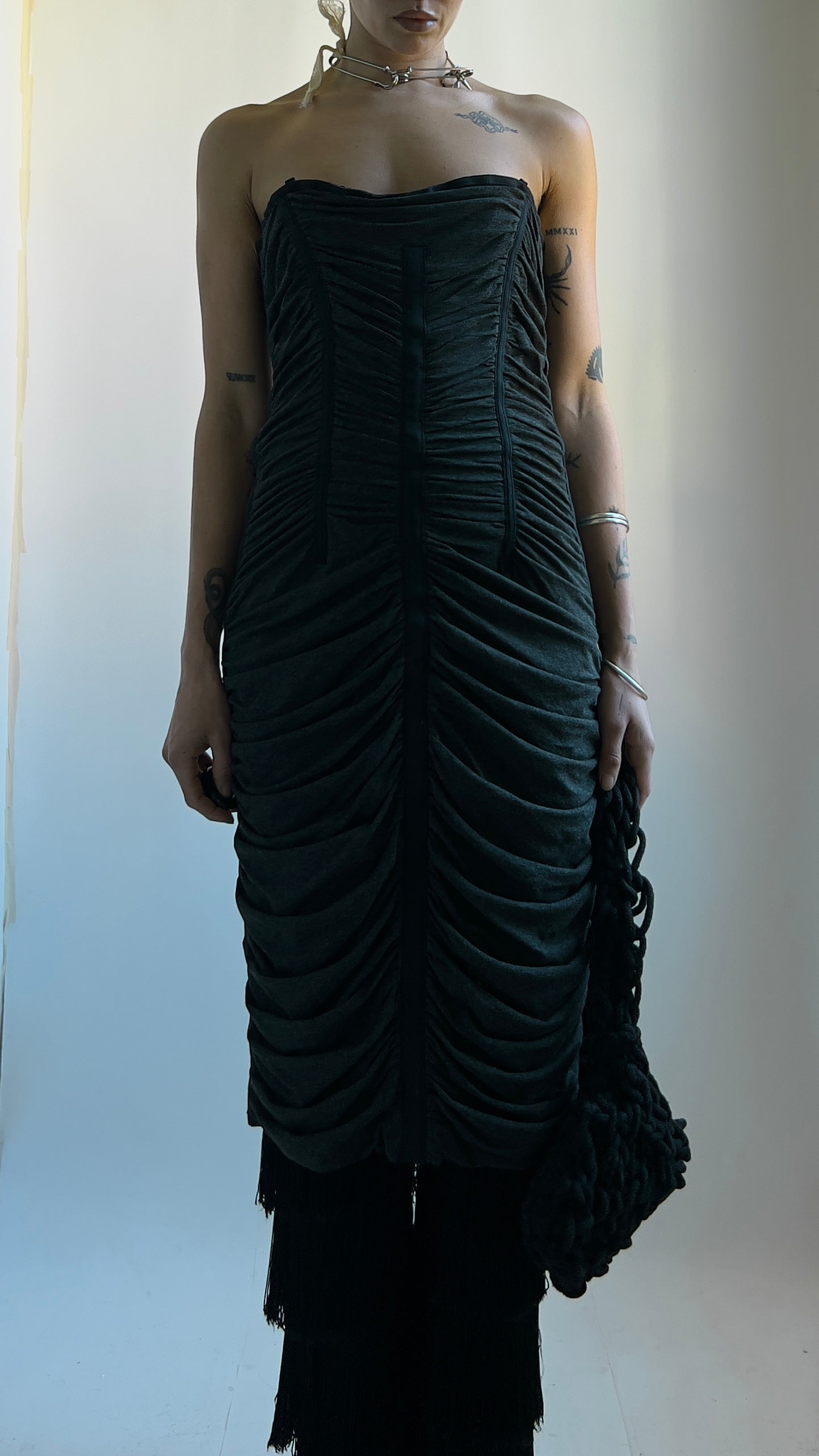 RARE EARLY 2000S D&G DRAPED CORSET DRESS / UK 6-8