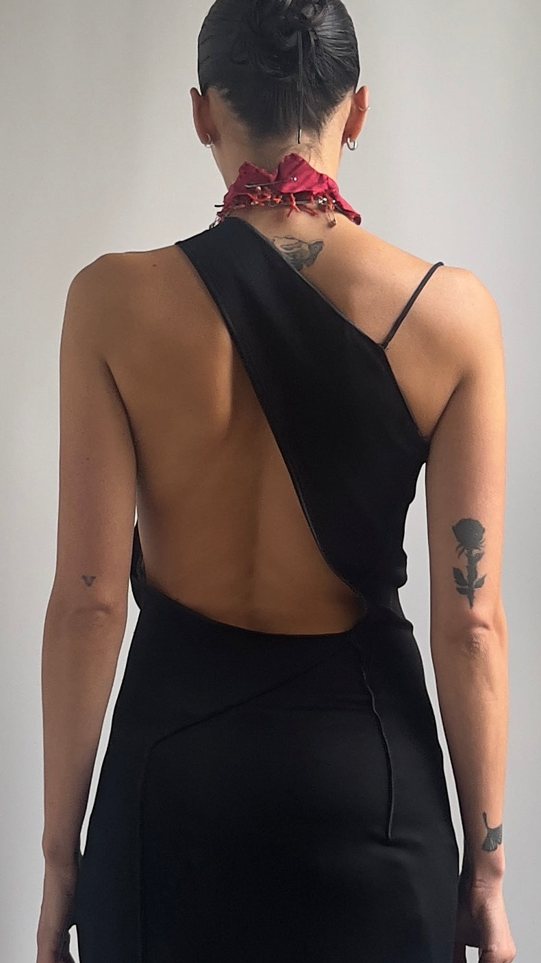 RARE 90S ALBERTA FERRETTI ASYMMETRICAL DRESS / UK 8