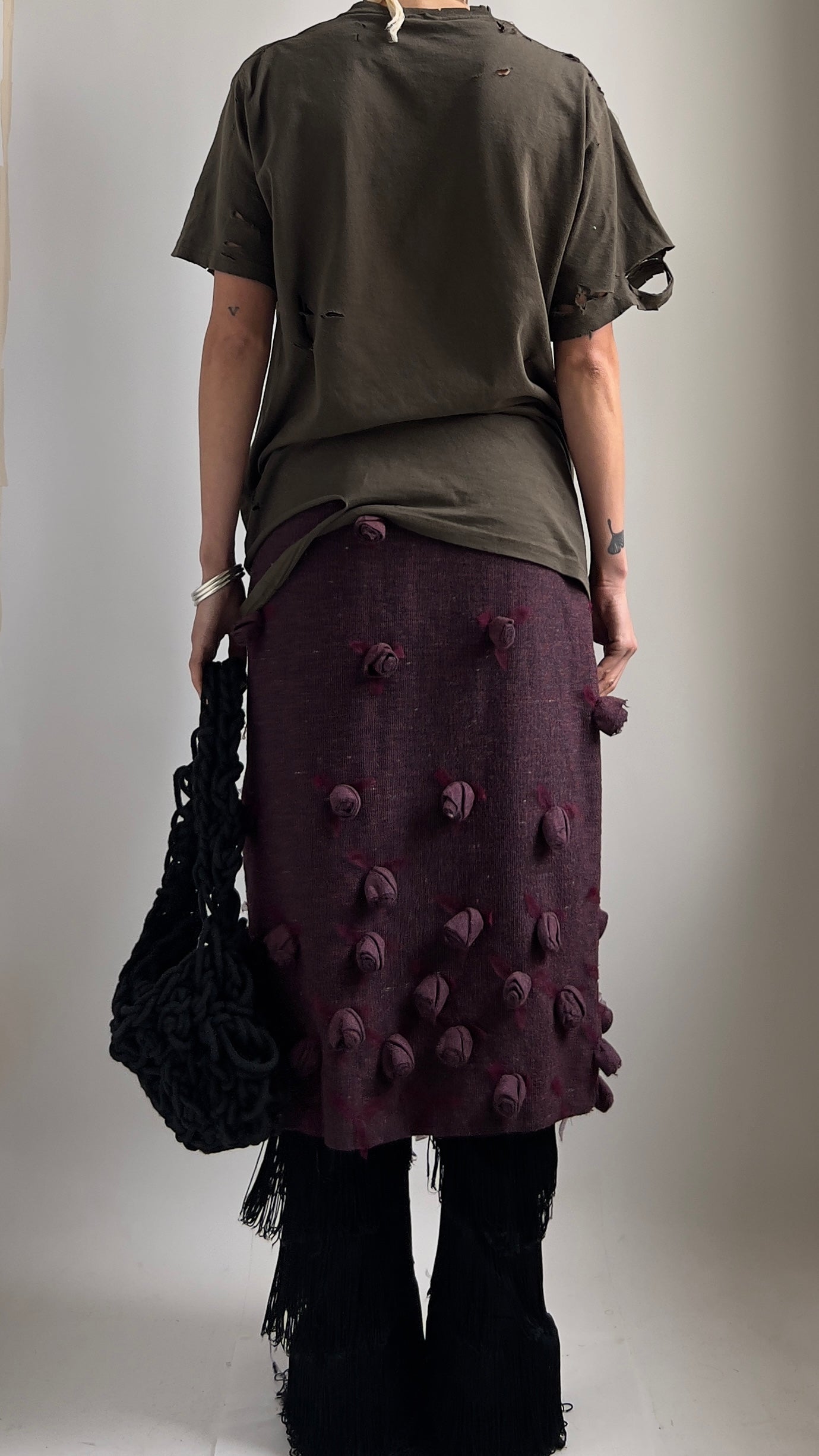 90S 3D FLOWER MIDI SKIRT / W/ H; 30" / UK 8-12