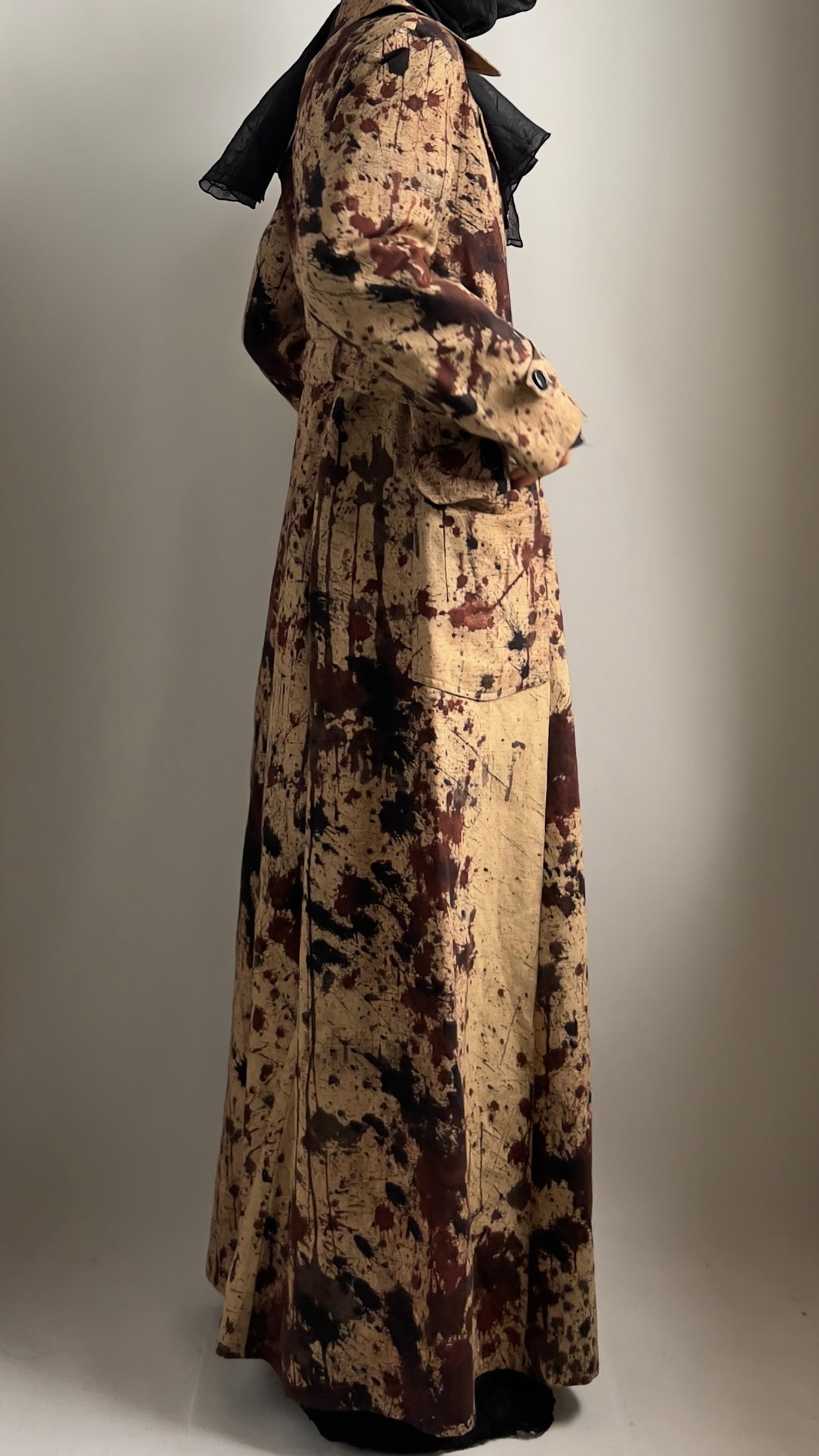 ULTRA RARE 60S PAINT PRINT TRENCH COAT / UK 8-12