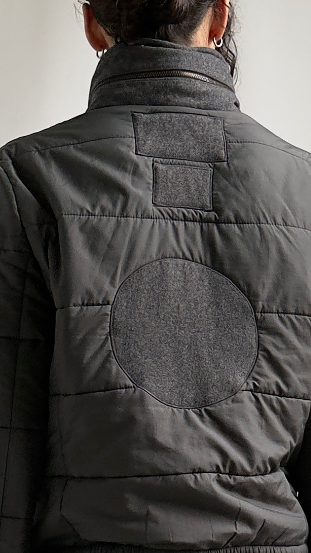 RARE EARLY 2000S MIU MIU PUFFER JACKET WITH WOOL DETAILS AND RETRACTABLE HOOD/ 6-10