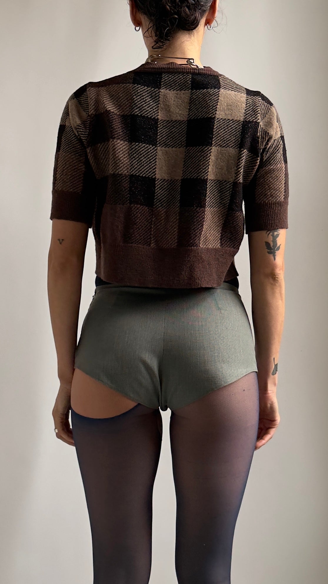 LATE 90S BURBERRY CROPPED WOOL TOP / UK 6-10