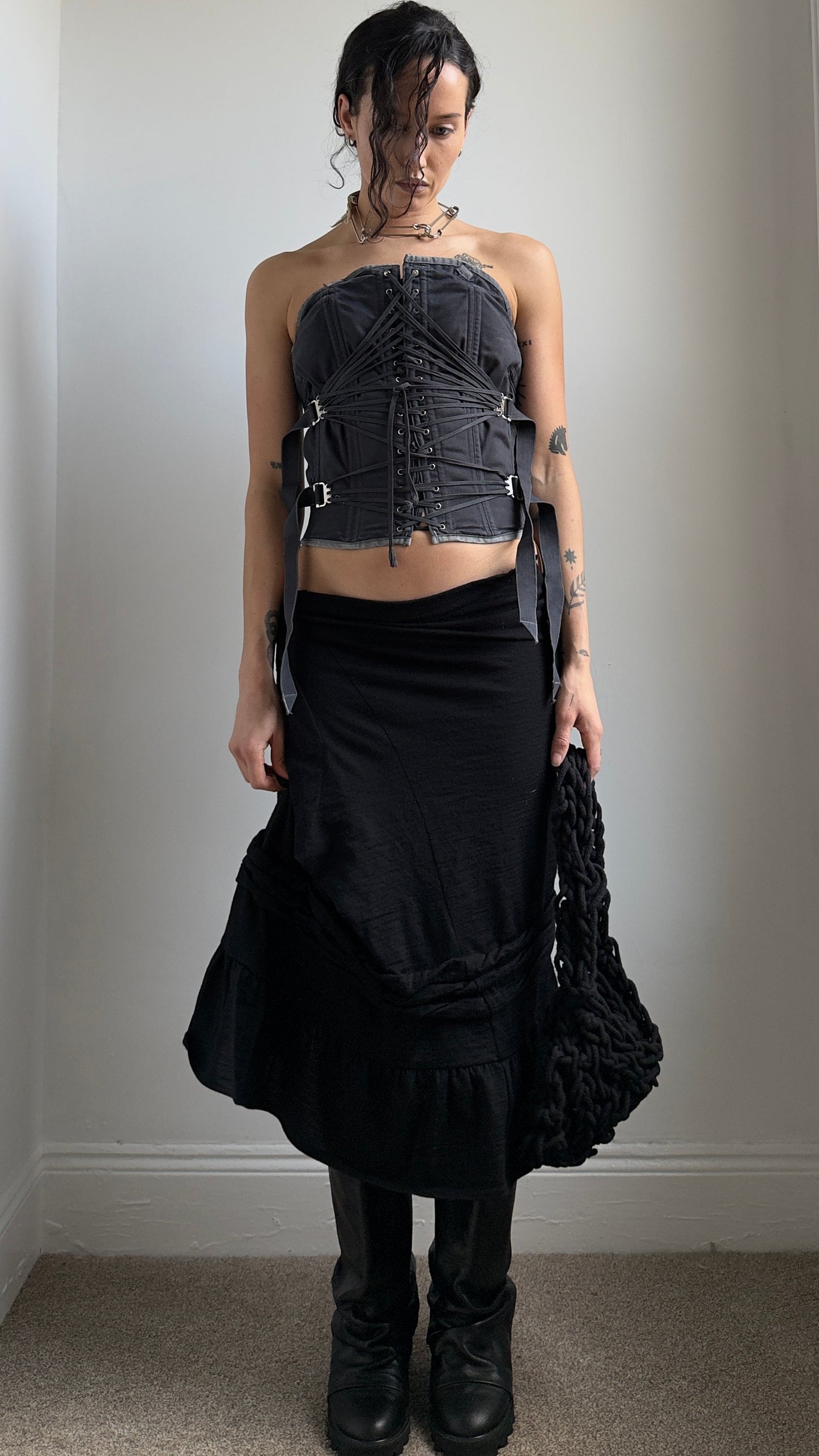 RARE 50S FAN LACED CORSET / UK 6