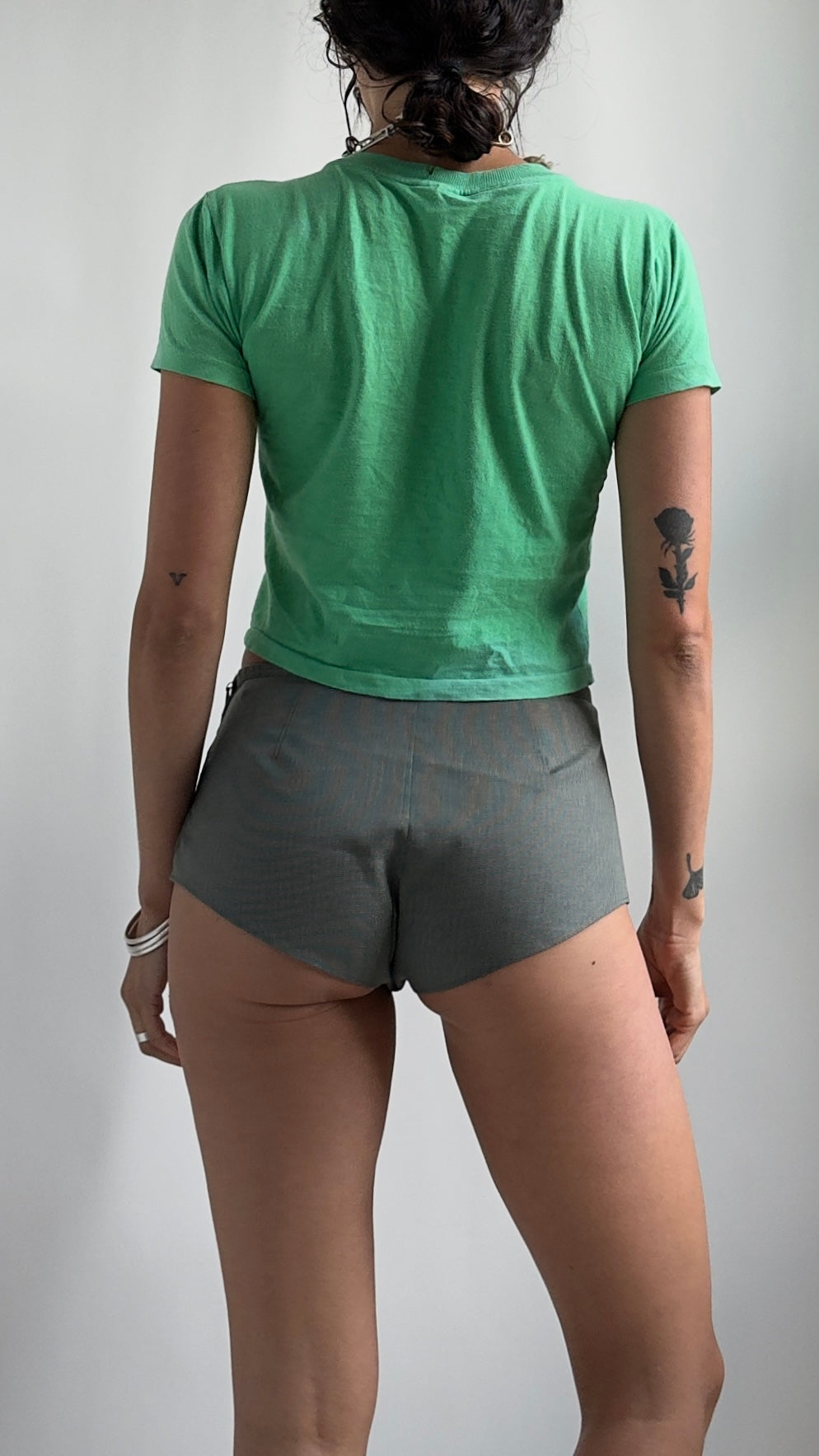 70S SUN FADED ACID GREEN BABY TEE / UK 6-8