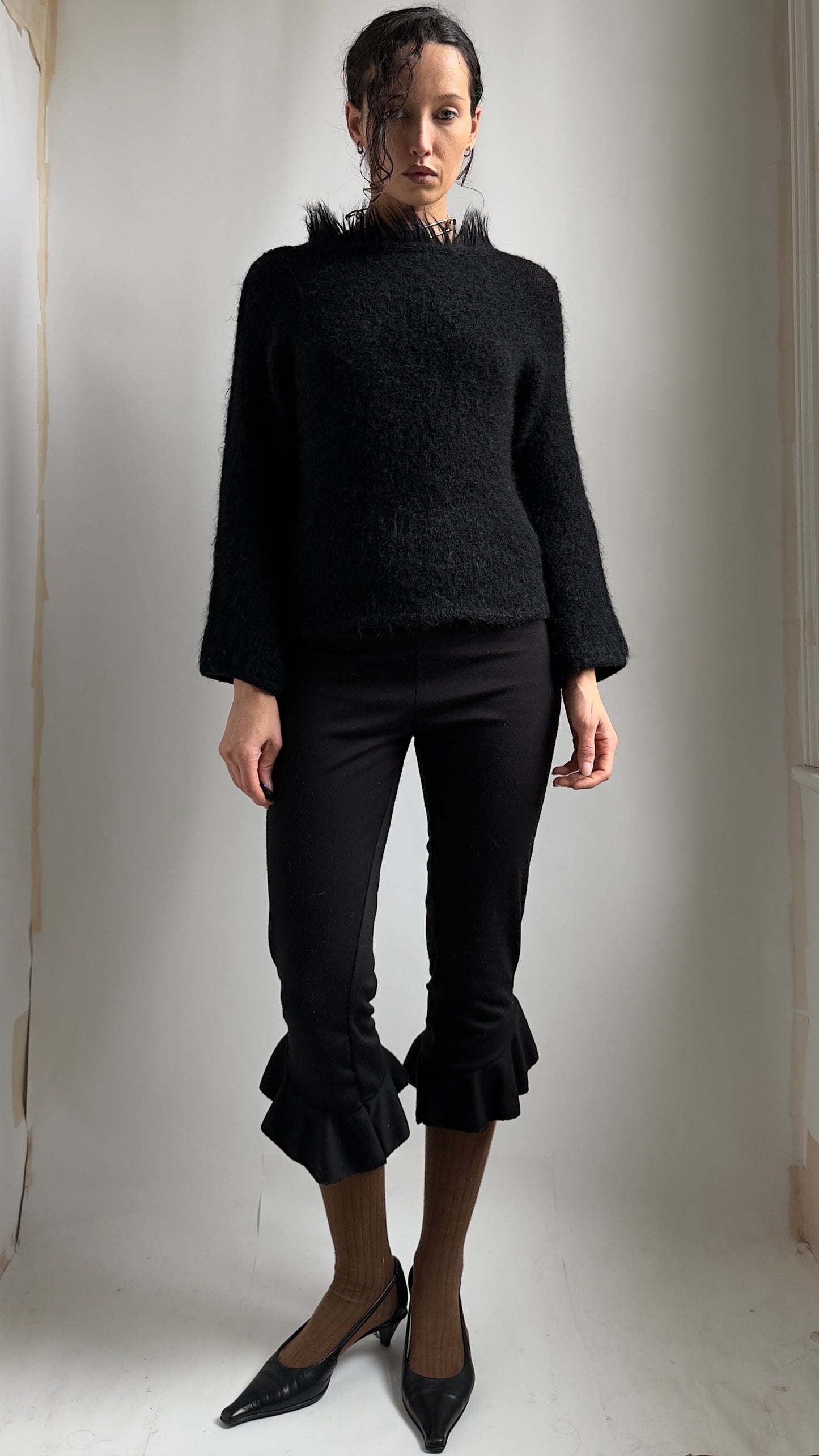 90S SOFT KNIT WITH FAUX FUR SPIKEY HEM / UK 6-12