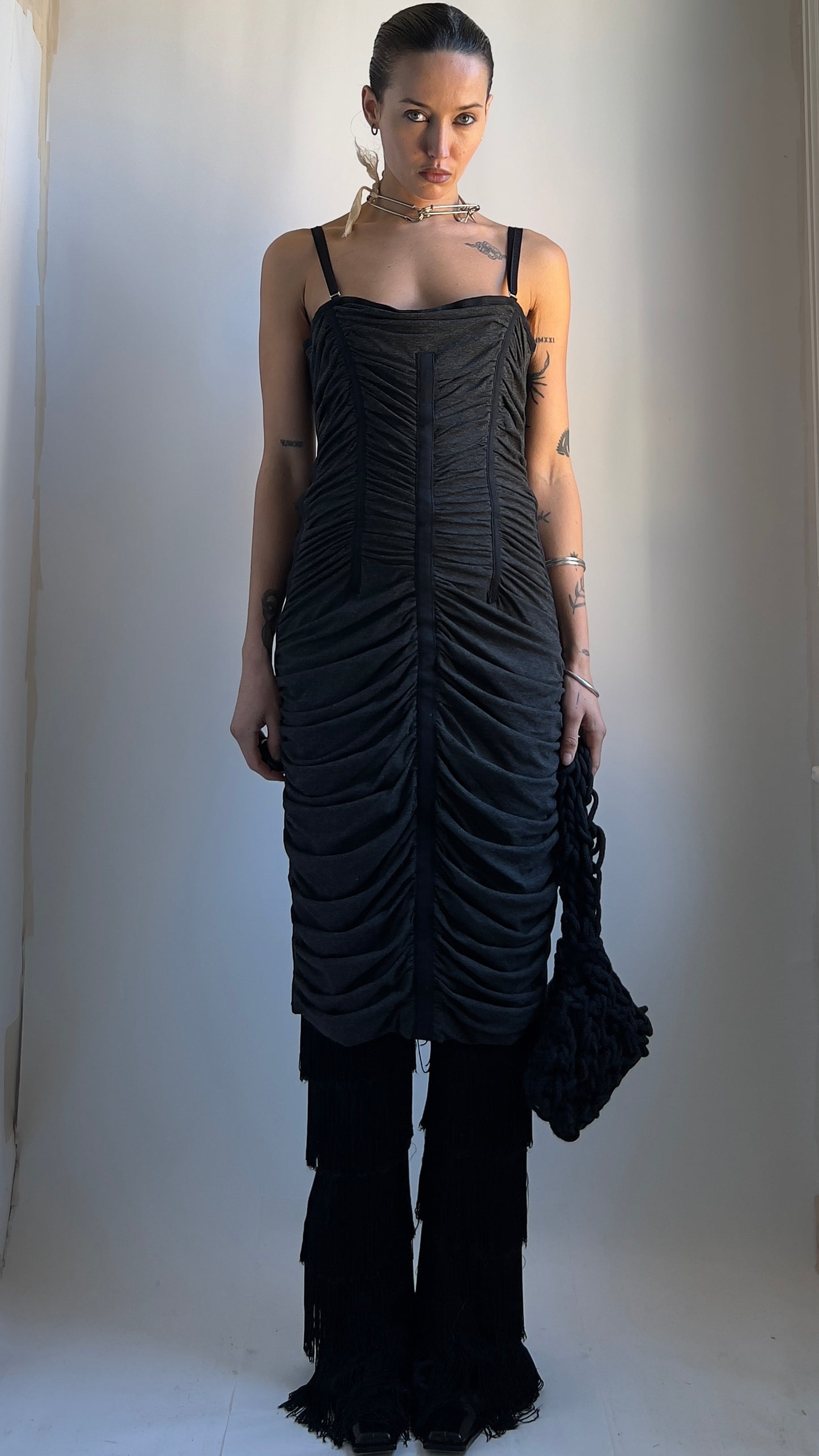 RARE EARLY 2000S D&G DRAPED CORSET DRESS / UK 6-8