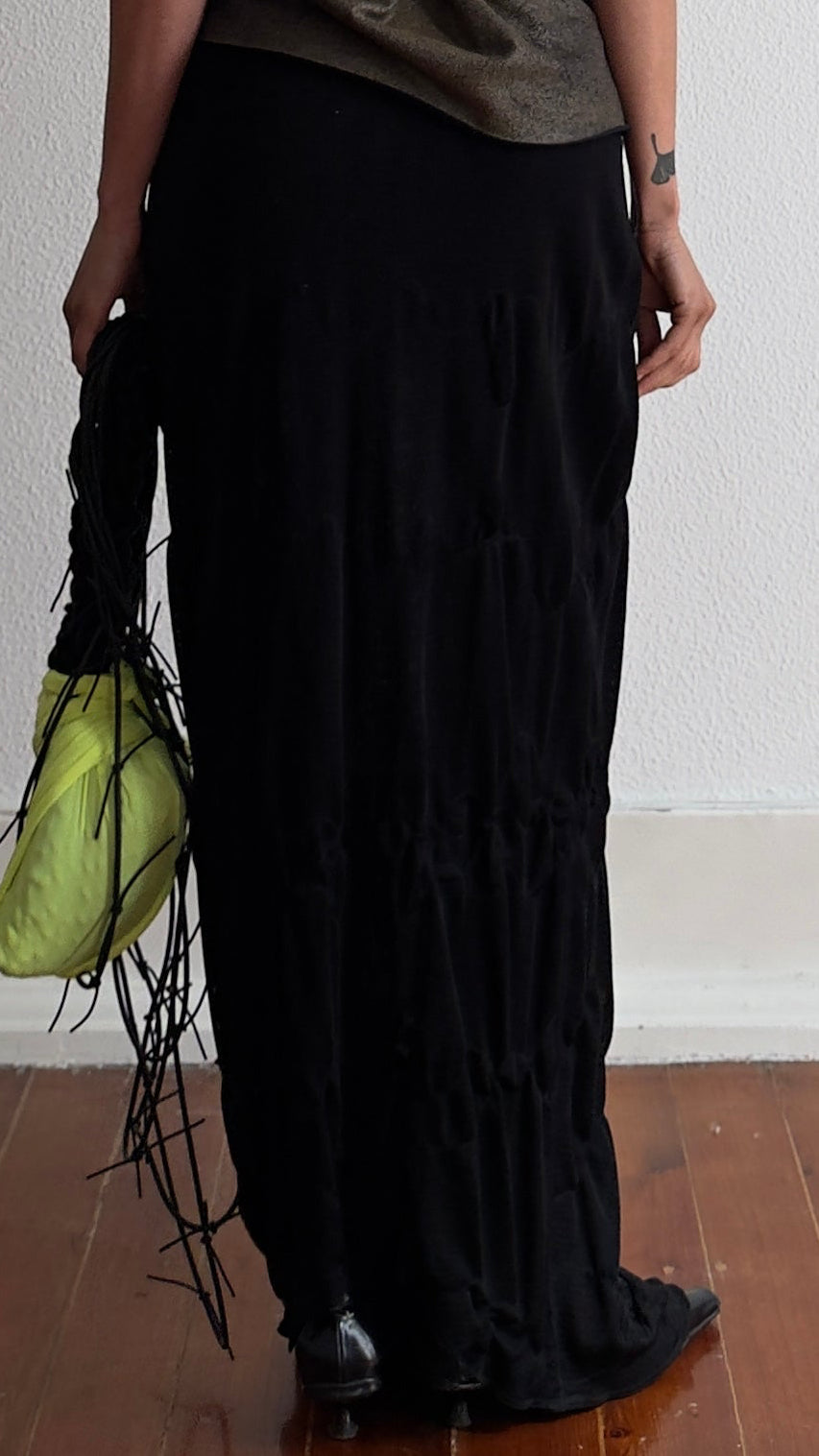 90S KAAT TILLEY SLINKY PLEATED KNIT MAXI SKIRT / UK 8-10