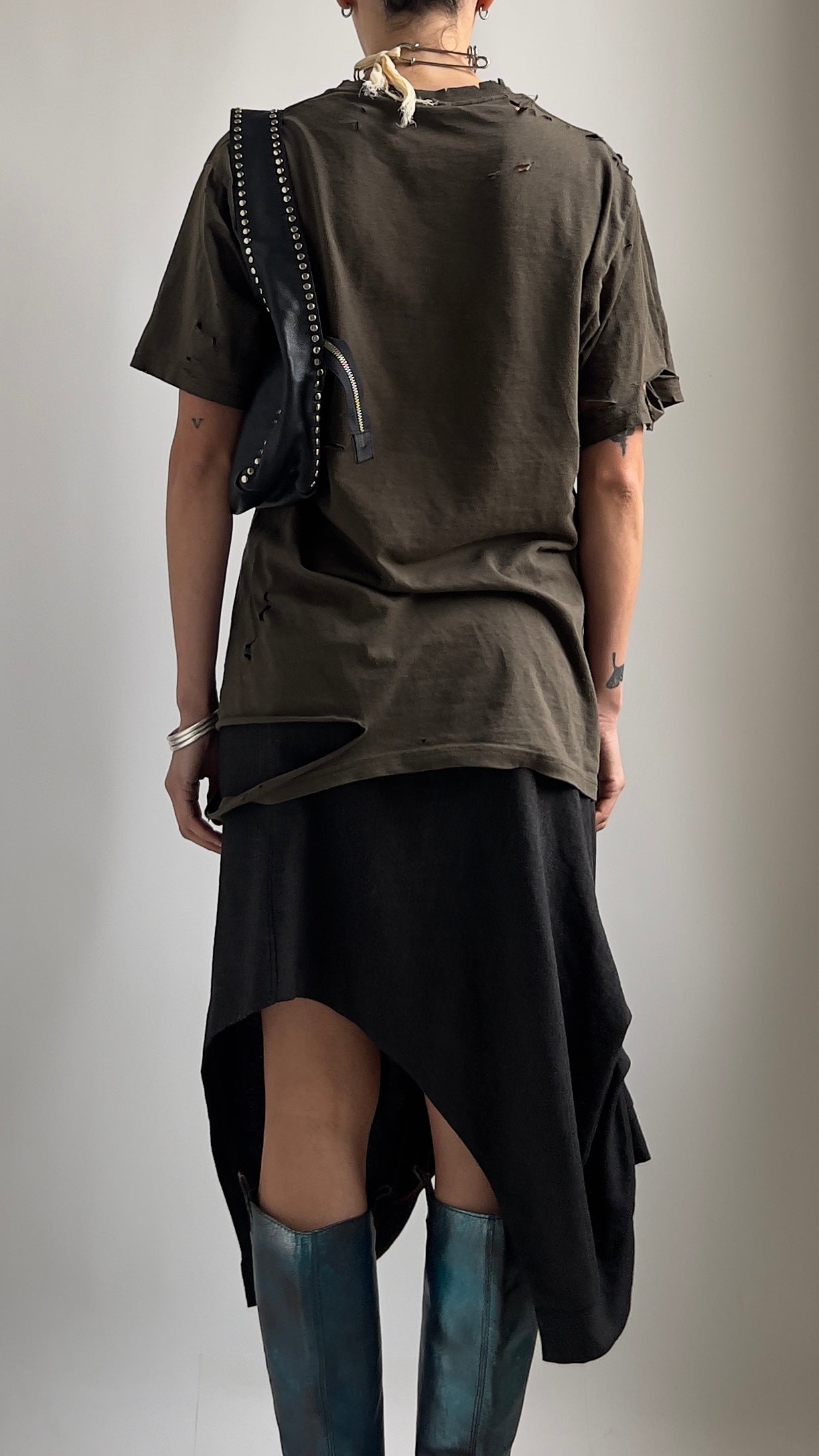 EARLY 2000S COP COPINE ASYMMETRICAL PLEATED SKIRT / 28"-35" WAIST OR HIPS