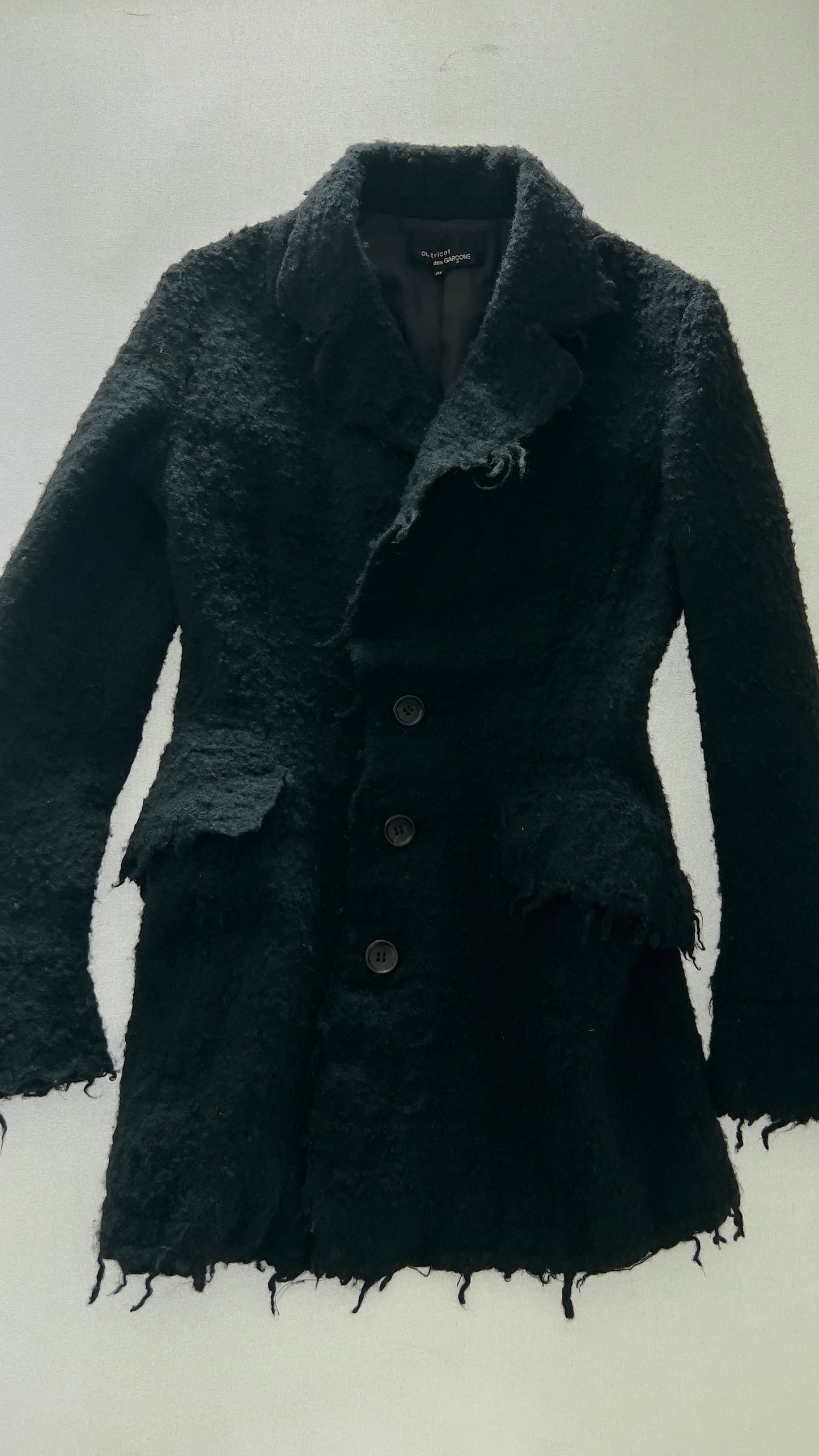 RARE EARLY 2000S COMME DES GARCONS FRAYED WOOL BLAZER / M / UK 6-12