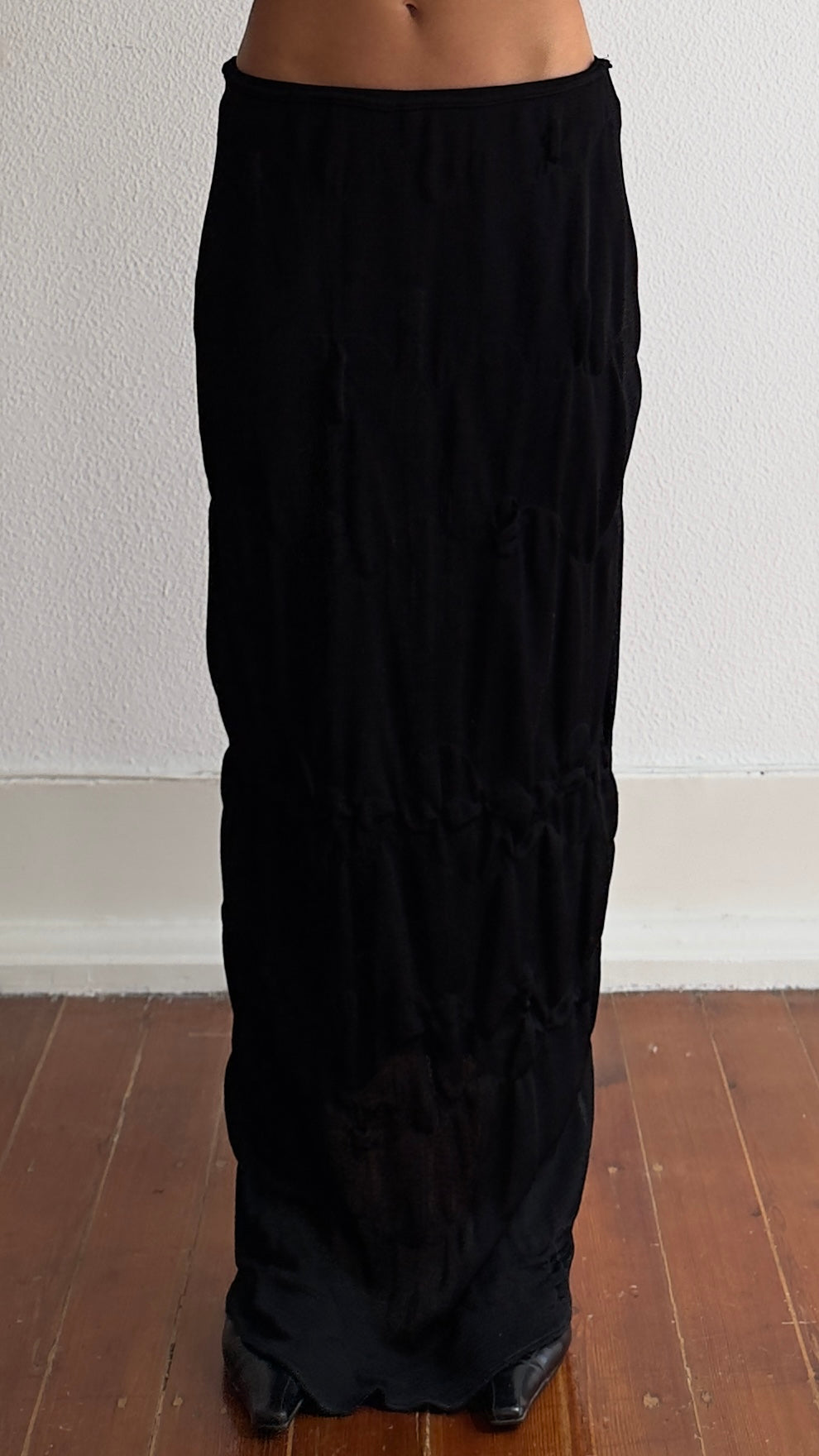 90S KAAT TILLEY SLINKY PLEATED KNIT MAXI SKIRT / UK 8-10