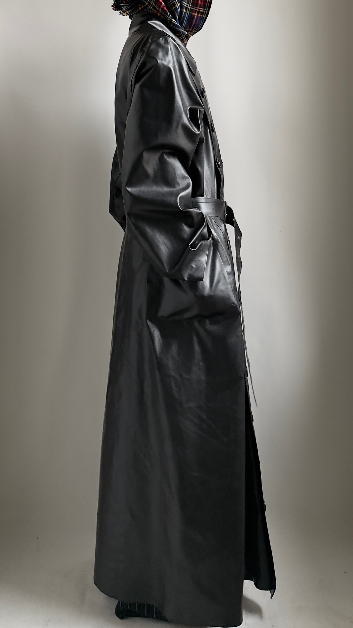 ULTRA RARE 70S OVERSIZED PVC TRENCH COAT / UK 12-16