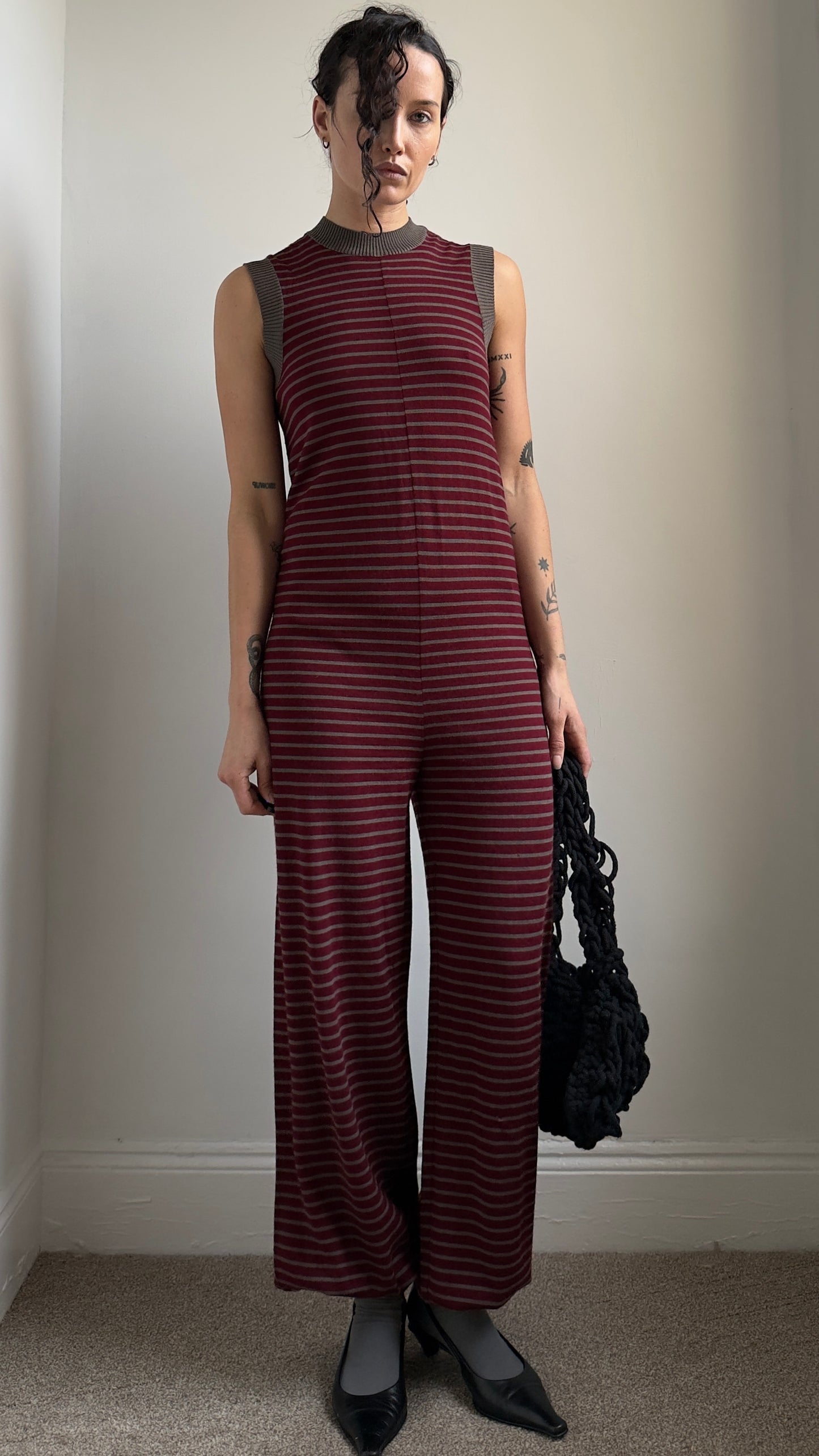 RARE 1995 JUNYA WATANABE STRIPED JUMPSUIT / UK 8-10