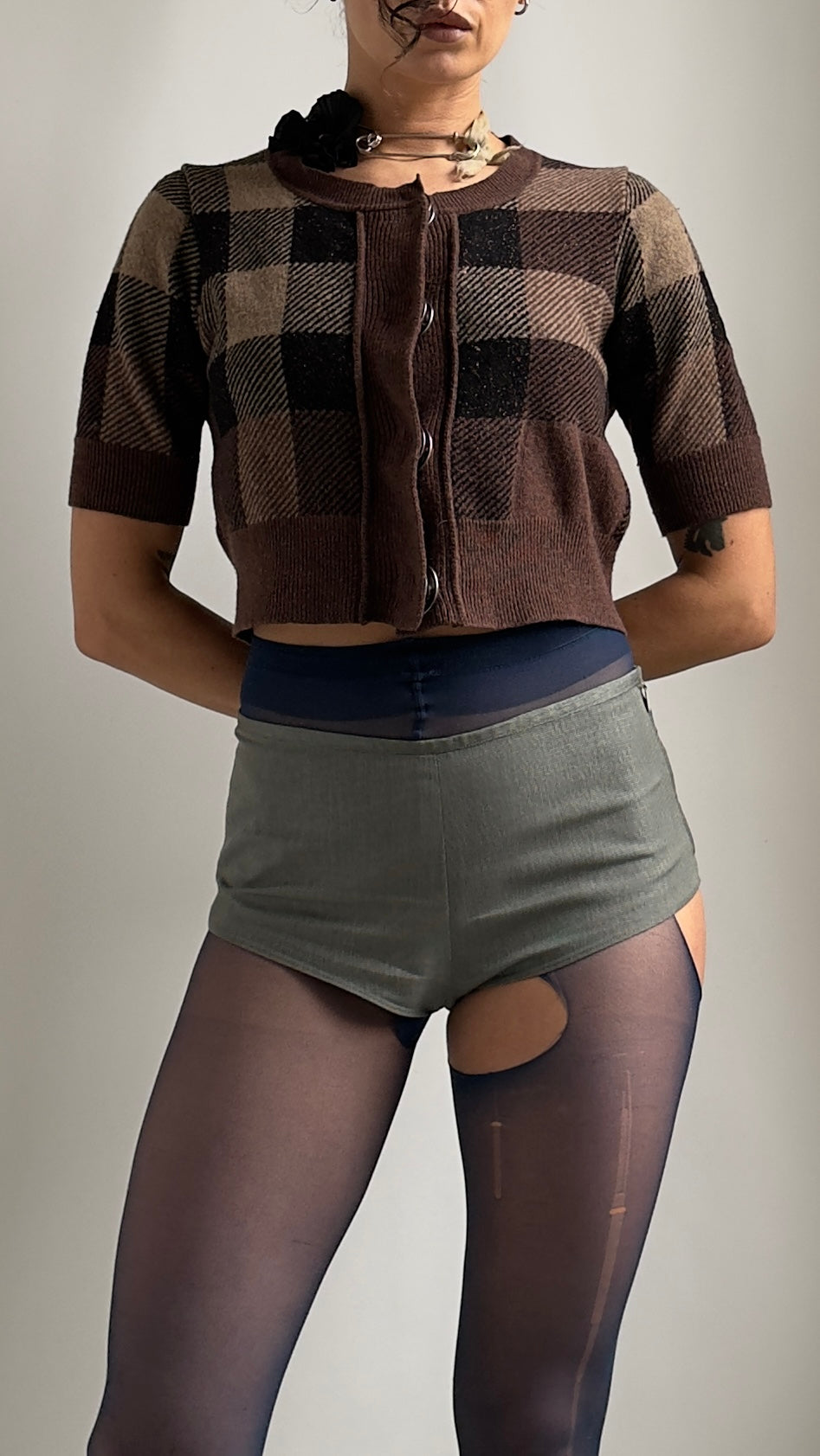 LATE 90S BURBERRY CROPPED WOOL TOP / UK 6-10