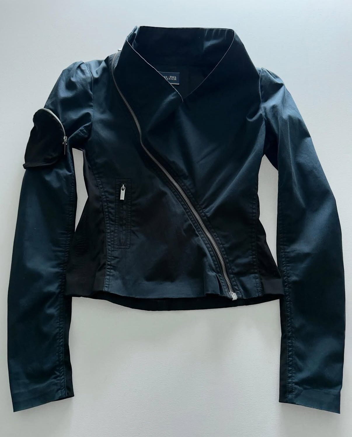 EARLY 2000S JEAN PAUL GAULTIER ASYMMETRICAL ZIP JACKET / UK 6-8