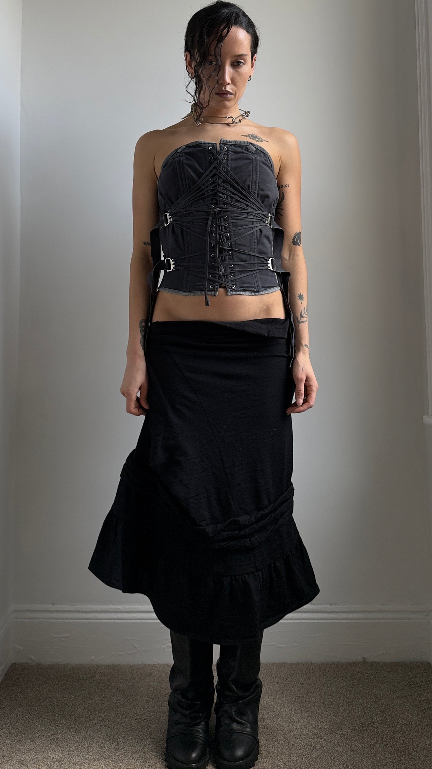RARE 50S FAN LACED CORSET / UK 6