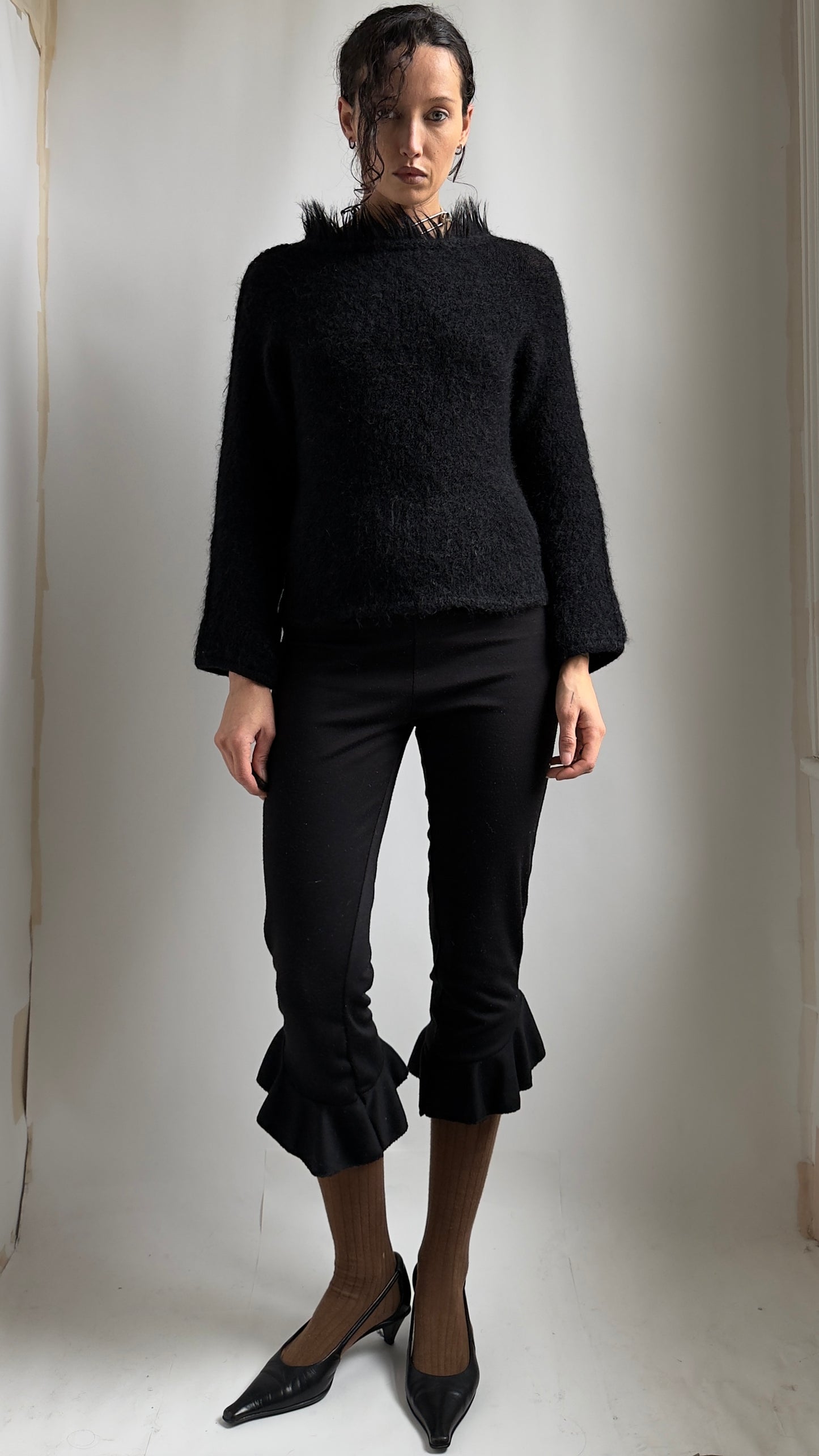 90S SOFT KNIT WITH FAUX FUR SPIKEY HEM / UK 6-12