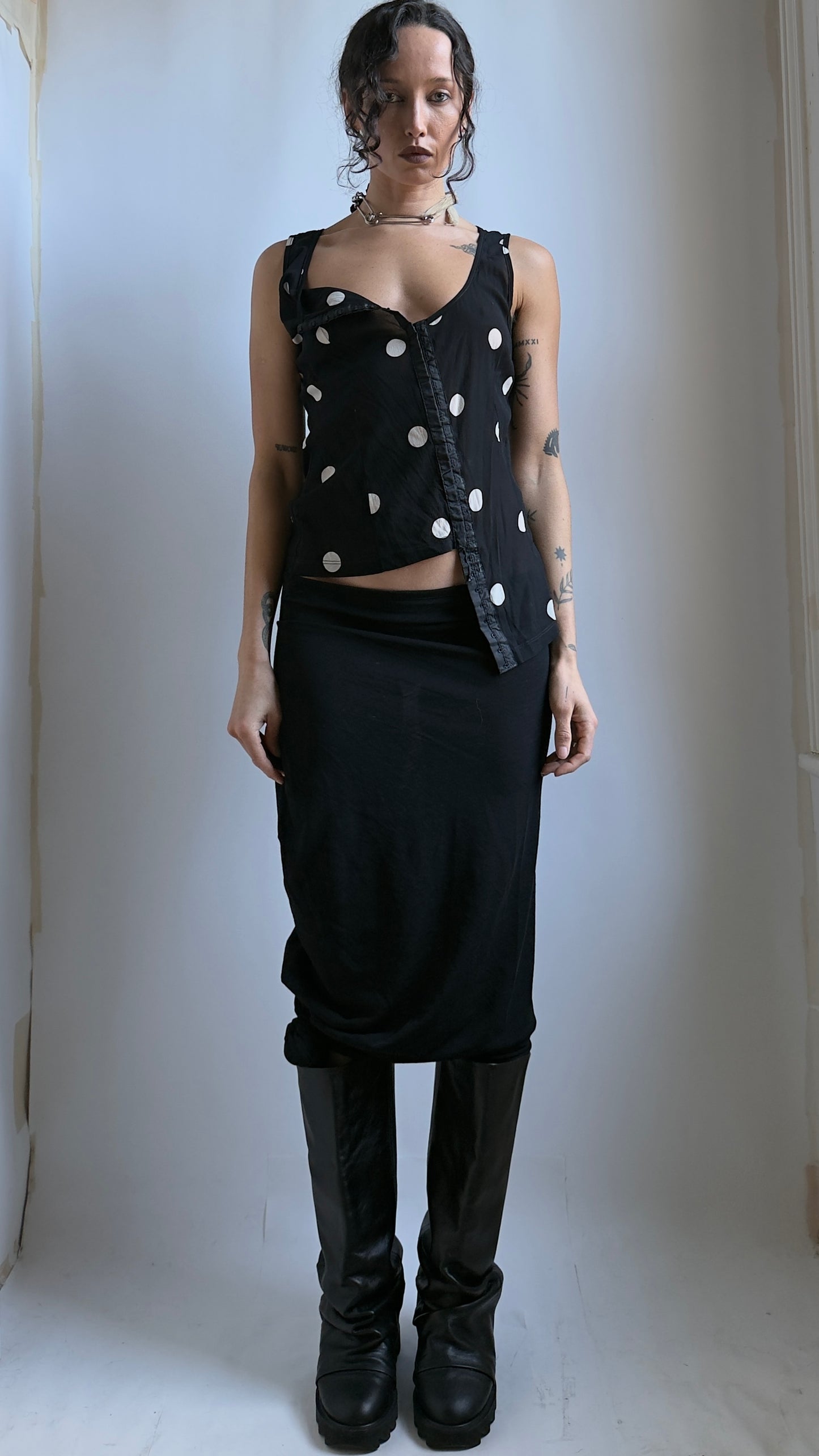 90S D&G SILK POLKA DOT BODICE TOP / UK 6-8