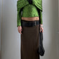 RARE LATE 80S RAW GREEN SILK TOP / UK 8