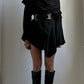 RARE 70S BLACK LEATHER CORSET BELT WITH SILVER HARDWARE