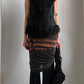 70S BLACK SUEDE MONGOLIAN VEST / UK 8-10