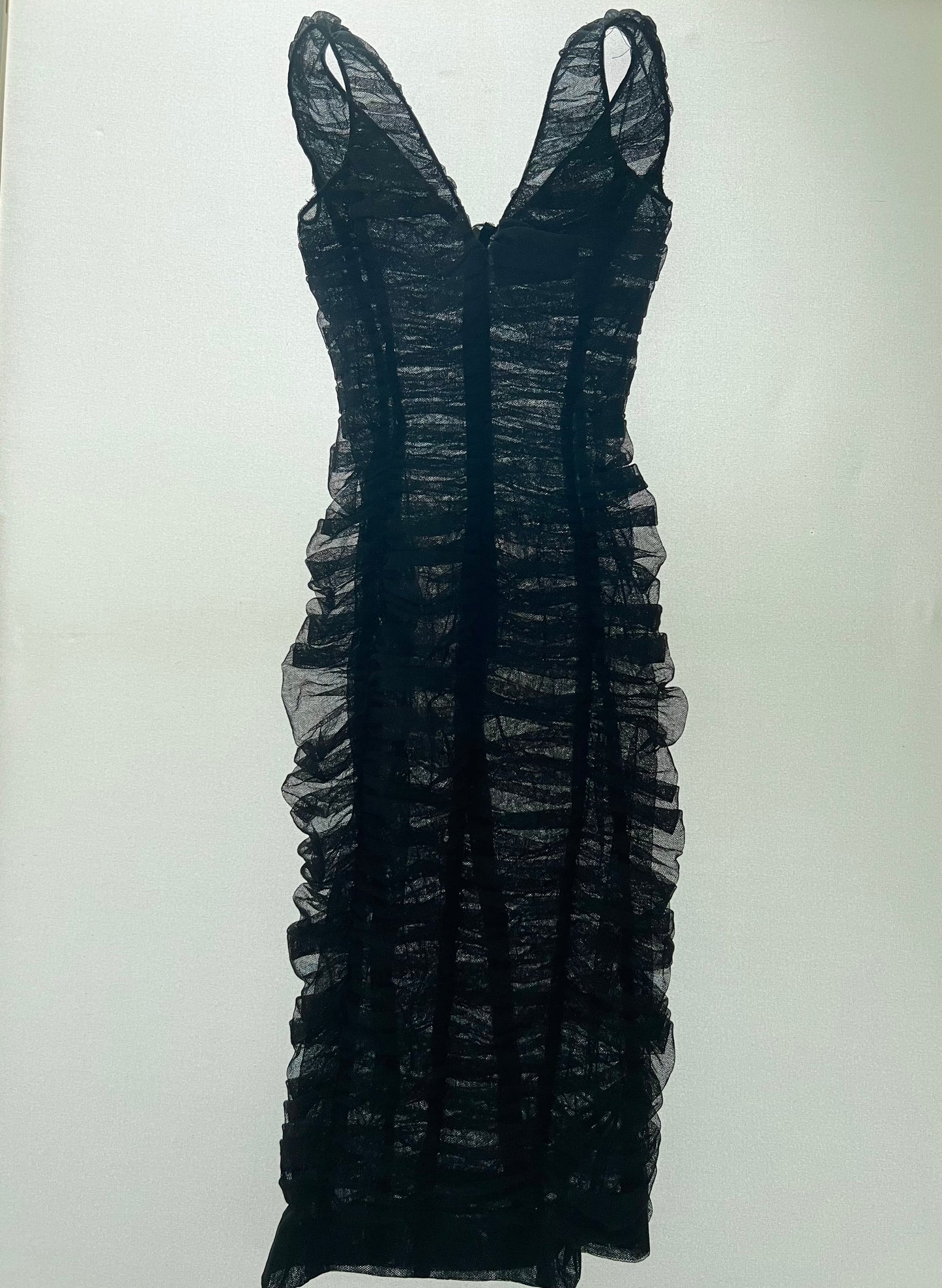 RARE EARLY 2000S DOLCE AND GABBANA SHEER DRAPED TULLE DRESS / UK 6-8