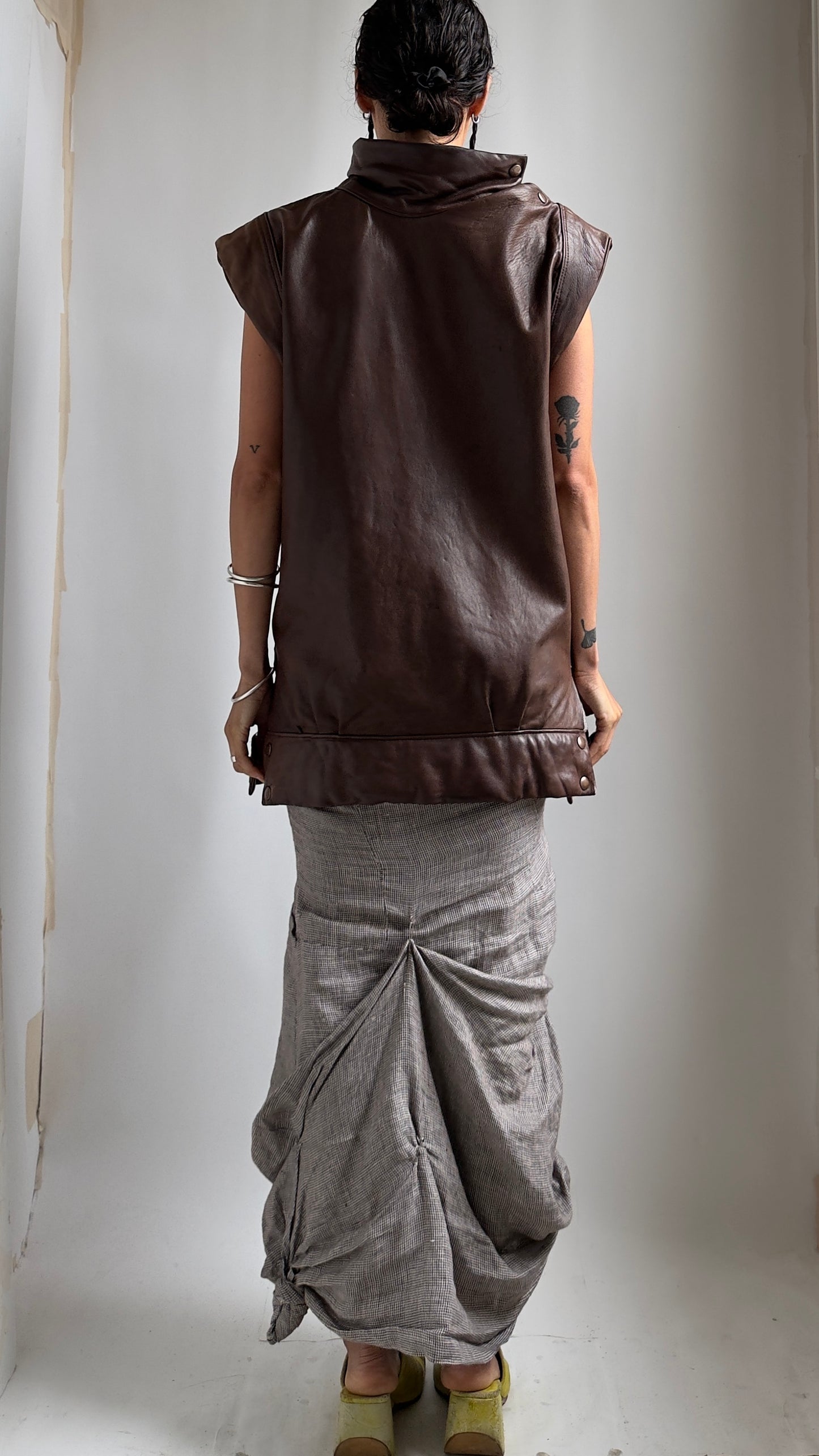 RARE 90S SUPER SOFT LEATHER OVERSIZED VEST / UK 6-10