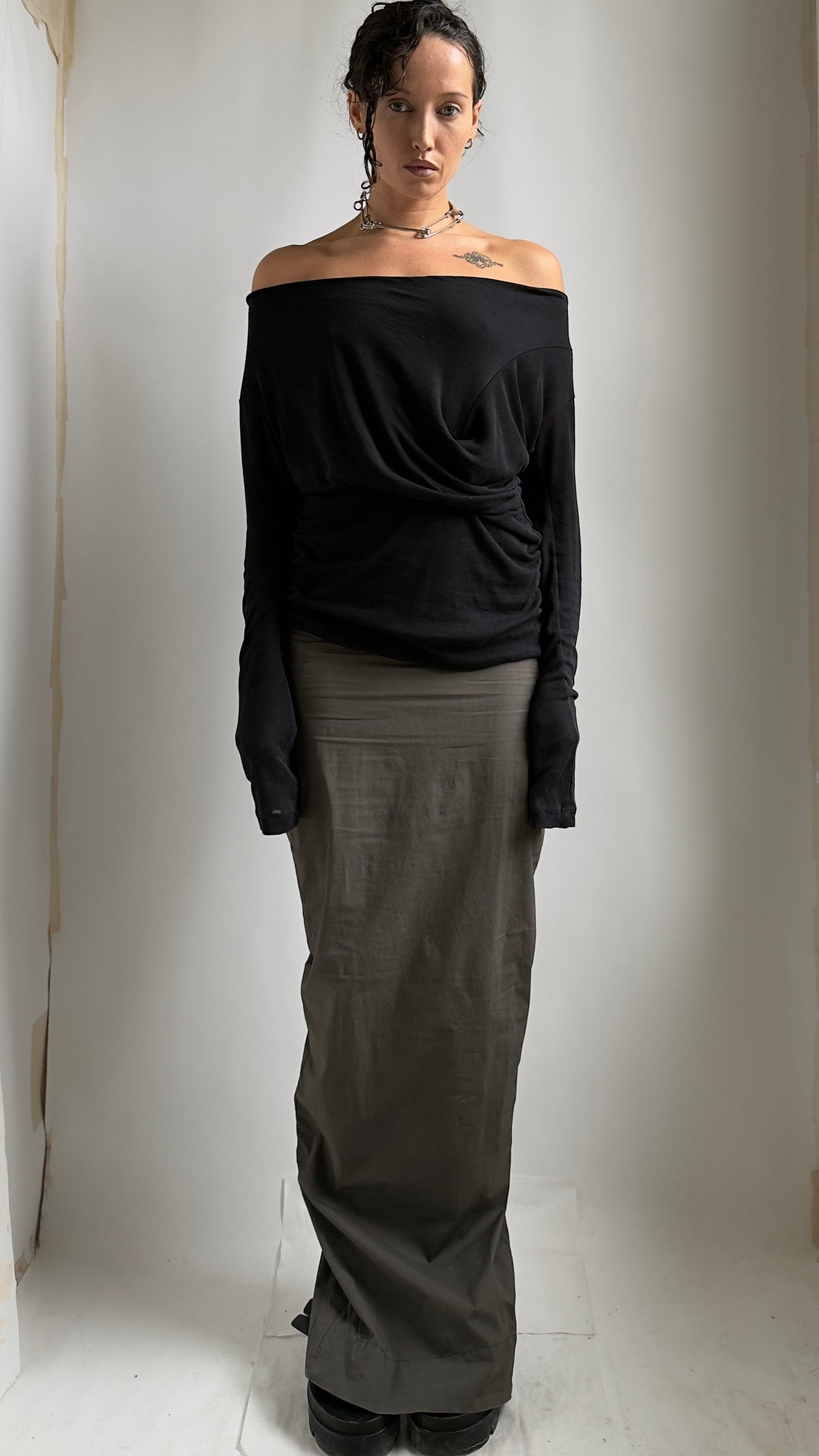 90S TWISTED COLD SHOULDER TOP / UK 8-12