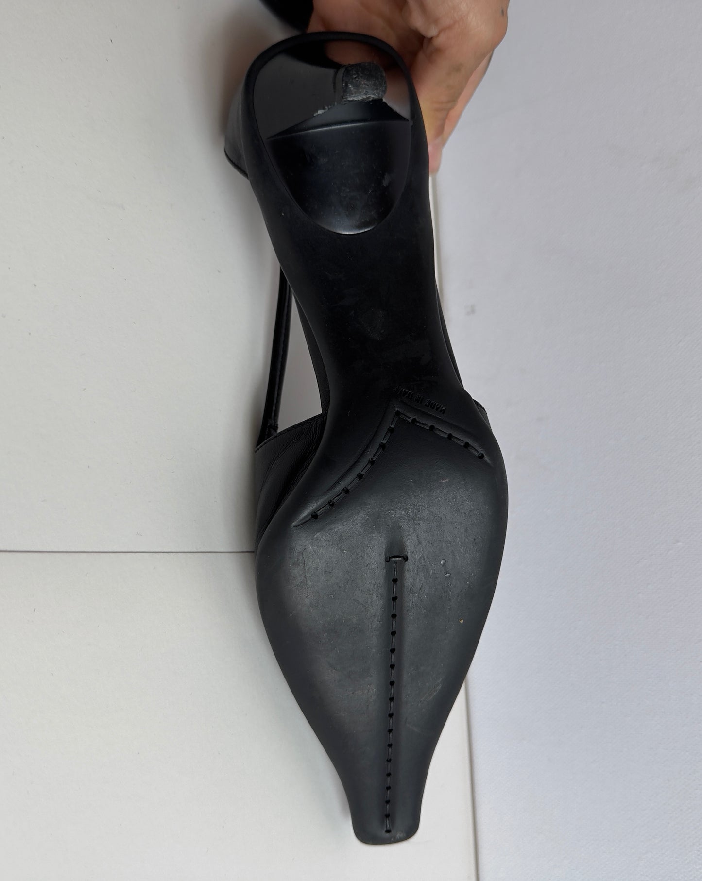 RARE EARLY 2000S PRADA SLINGBACKS WITH ELONGATED POINTED TOE / 36 / 3.5