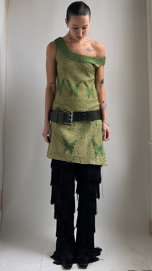 70S LUREX BUTTERFLY MOTIF DRESS / 6-8