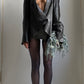 EARLY 2000S VIVIENNE WESTWOOD DRAPED LEATHER JACKET / UK 10-12