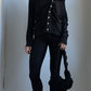 90S ZUCCA GATHERED BLACK CARDIGAN / UK 6-10