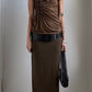 90S BROWN GATHERED TOP / UK 6-10