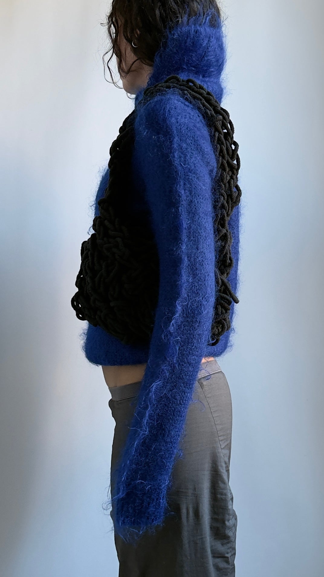 RARE AD 2000 COMME DES GARÇONS ELECTRIC BLUE MOHAIR JUMPER / UK 6-8