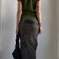 ISSEY MIYAKE CRINKLE PLEAT GREEN TOP WITH TIE / UK 6-10