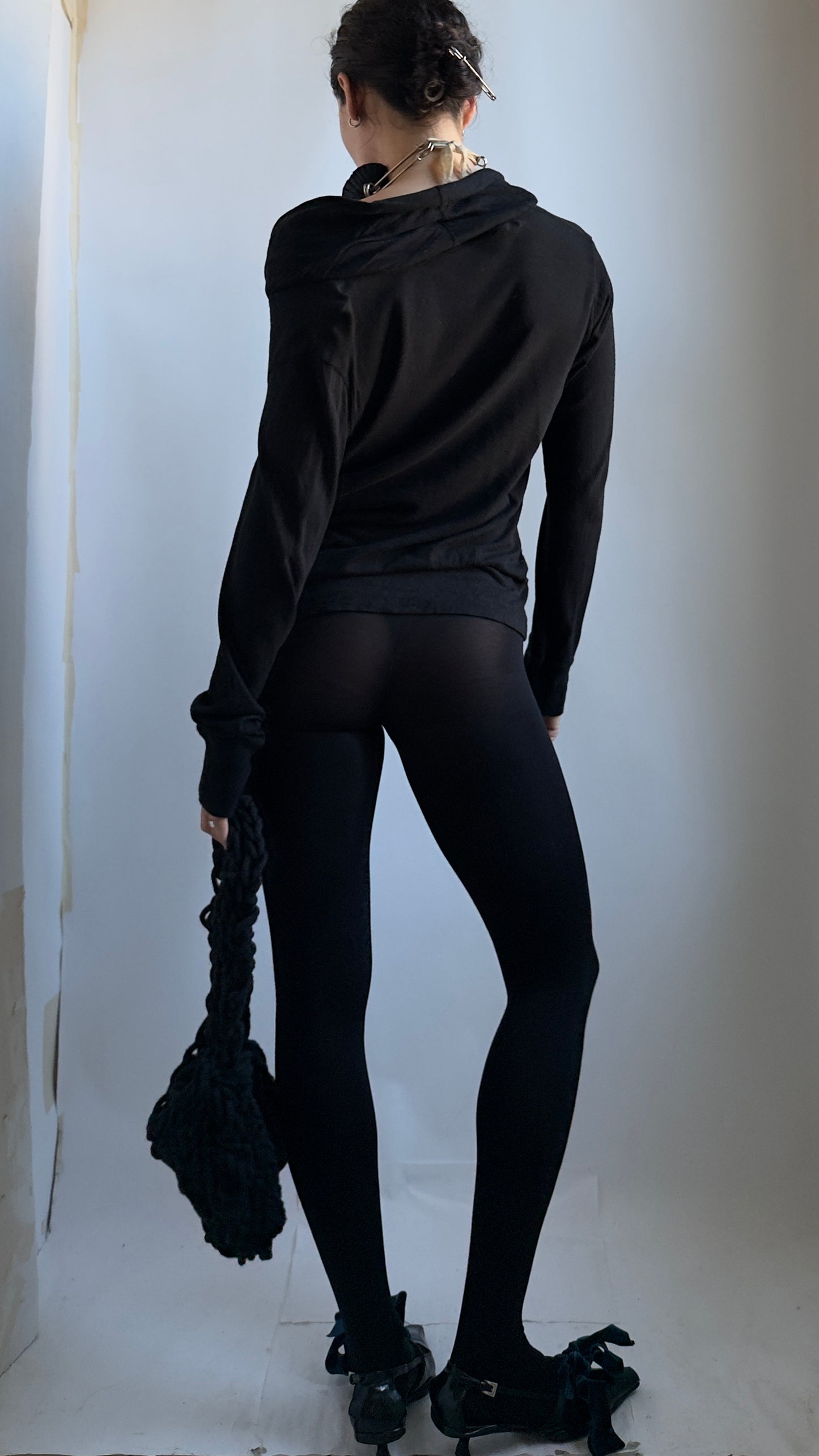 90S ZUCCA GATHERED BLACK CARDIGAN / UK 6-10