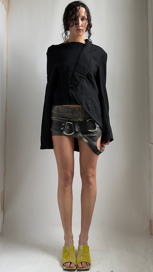 RARE EARLY 2000S COMME DES GARÇONS DECONSTRUCTED PINSTRIPE SUIT TOP / UK 10