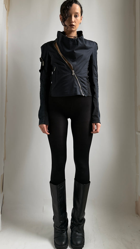 EARLY 2000S JEAN PAUL GAULTIER ASYMMETRICAL ZIP JACKET / UK 6-8