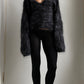 80S CROPPED BLUE AND BLACK MOHAIR JUMPER / UK 6-10