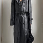 80S PERFECTLY OVERSIZED LEATHER TRENCH COAT / UK 6-12