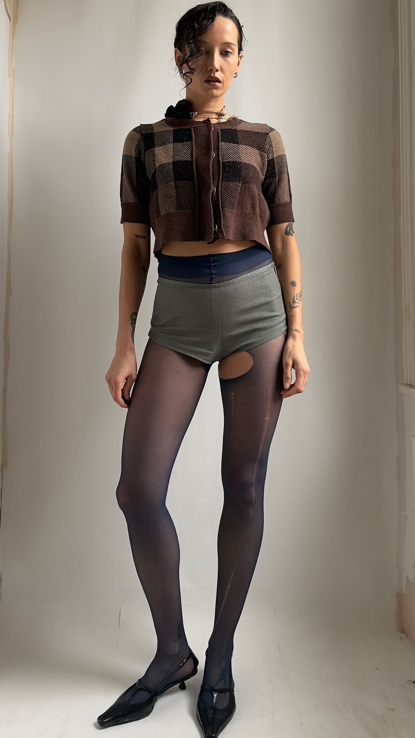 LATE 90S BURBERRY CROPPED WOOL TOP / UK 6-10