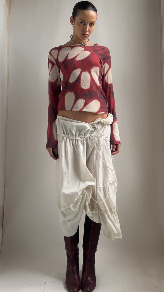 RARE EARLY 2000S ISSEY MIYAKE SEMI SHEER PRINTED MESH TOP / UK 10