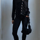 90S ZUCCA GATHERED BLACK CARDIGAN / UK 6-10