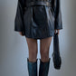 80S LEATHER JACKET DRESS / UK 8-12